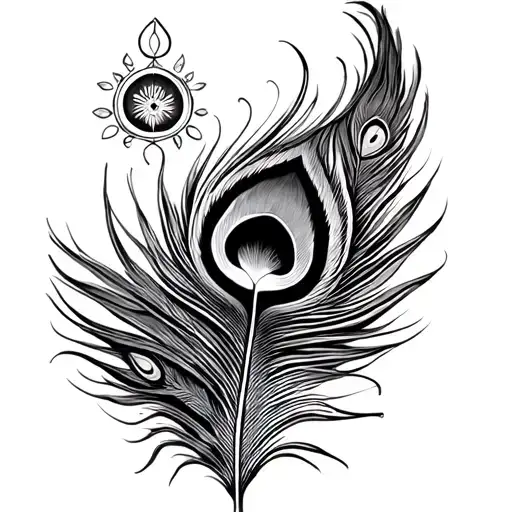Tattoo Flute Peacock Feather And Sudarshan Chakra