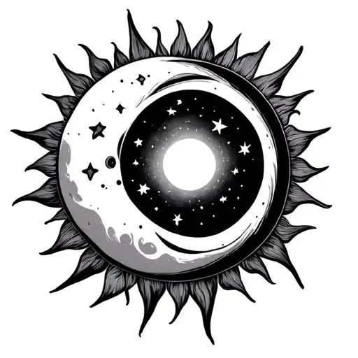 Sun And Moon Merging Together