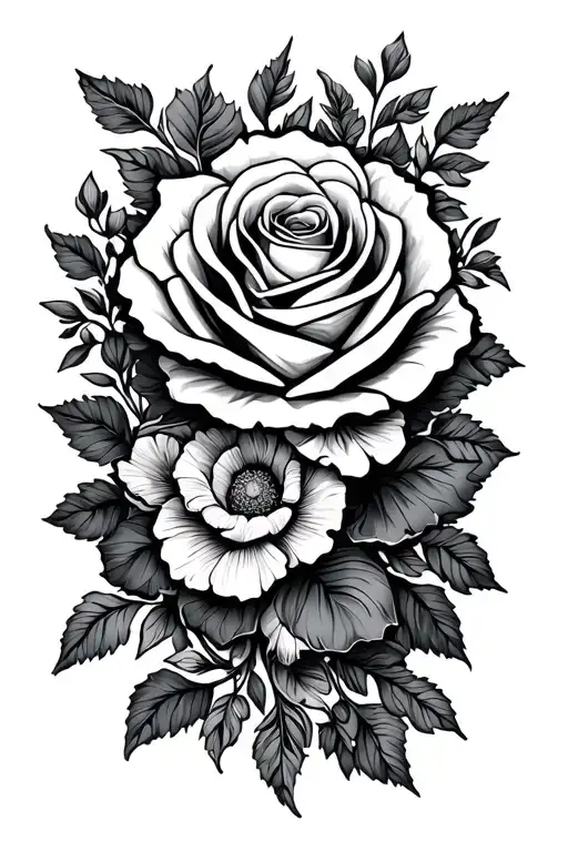 Paisley With Flowers Wrapped With A Rose