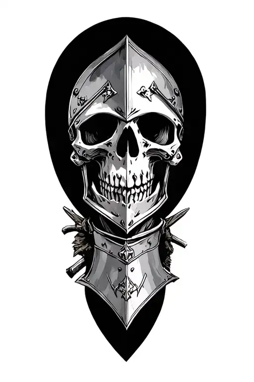 Skeleton Knight Scene Heraldric Historical