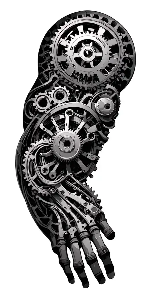 Biomechanical Gears And Machinery Mixed Into Biology Of Arm
