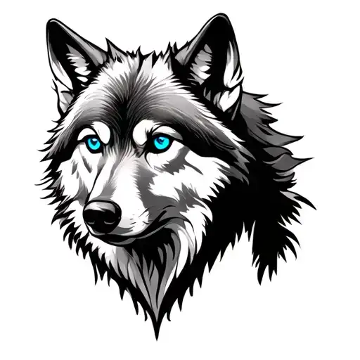 Wolf With Blue Eyes
