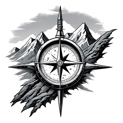 Compass With Mountains