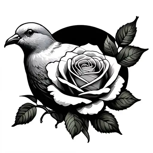 Dove With Rose In Mouth