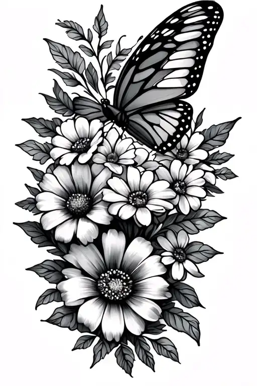 Simple Butterfly And Flowers