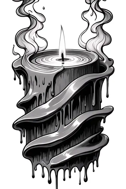 Burning Candle Wax Dripping With Smoke