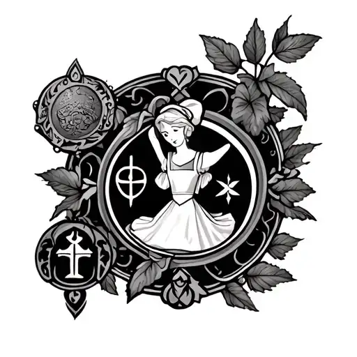 Alice In Wonderland Tattoo Featuring Symbols And Representing Everything Insymobls Inderecly