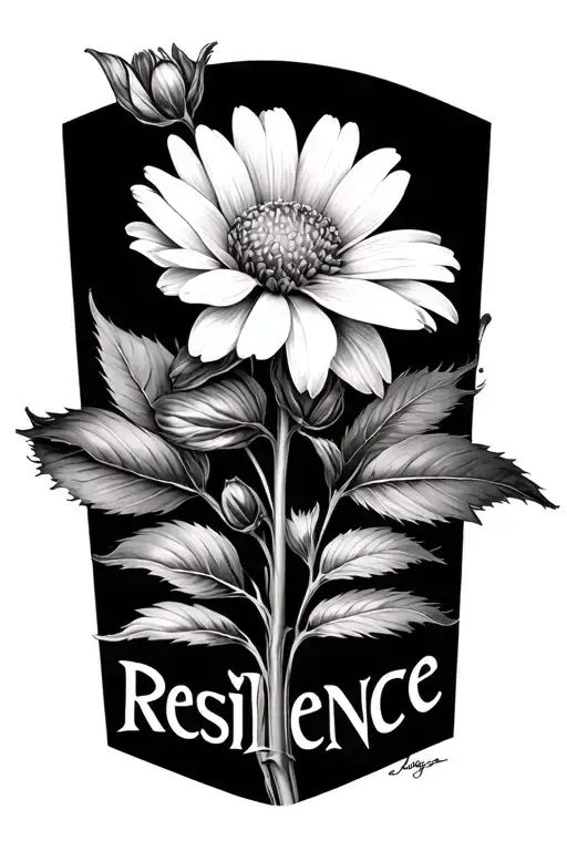 Flower Stem Connected With The Word Resilence