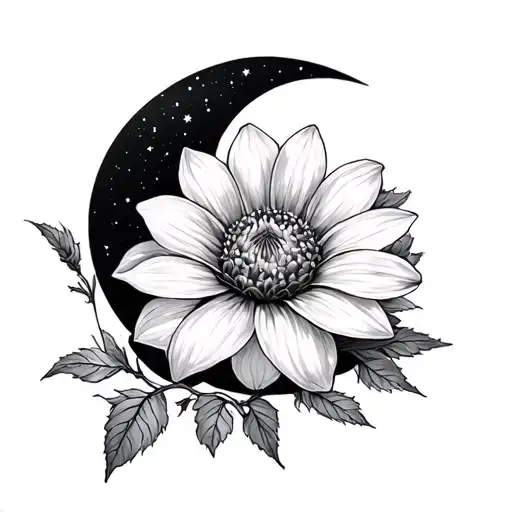 October Birth Flower With A Moon Beside It