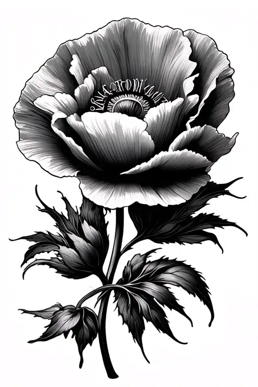 Poppy Flower With Roman Numeral For 3123