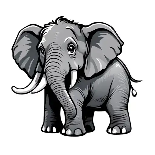 Cartoon Elephant With Trunk Up