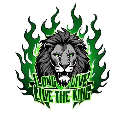 Scar From The Film Lion With Green Flames A D Text Saying Long Live The King