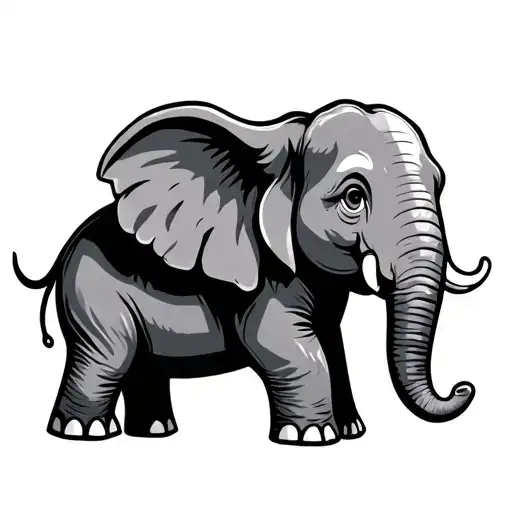 Cartoon Elephant With Trunk Up