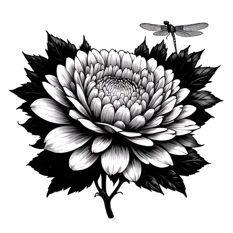 Chrysanthemum With Dragonfly