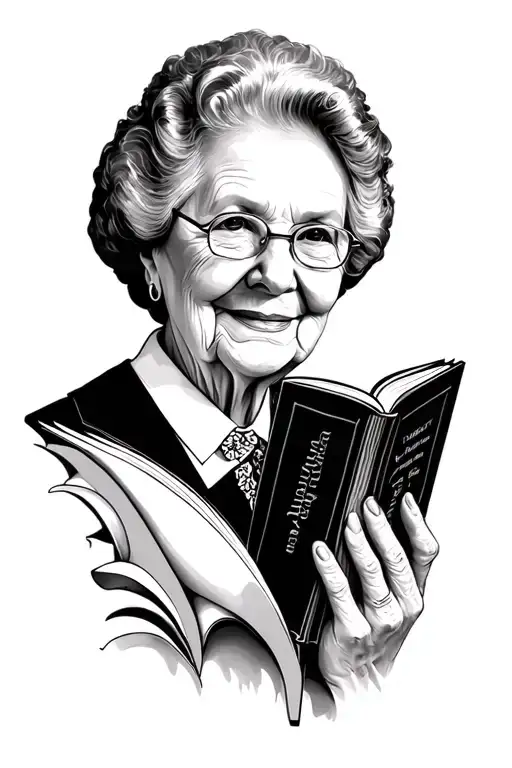 Tribute For Grandmother Who Was A Teacher Holding A Book