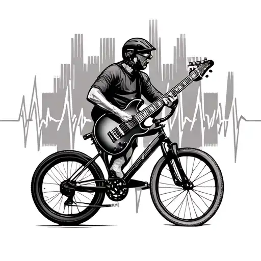 Heartbeat With Electric Guitar And Race Bicycle