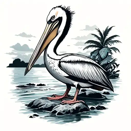 Pelican With Beach Scene Thigh