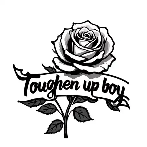 Rose With Writing That Says Toughen Up Boy In Linked Writing In The Middle Of The Stem