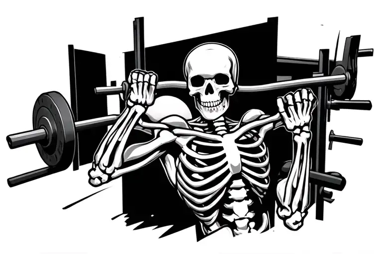 Skeleton Working Out In A Gym