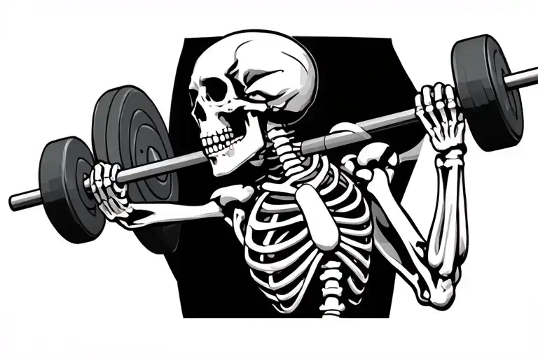 Skeleton Working Out In A Gym