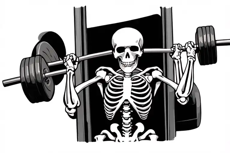 Skeleton Working Out In A Gym