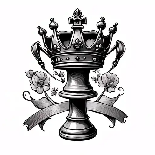 Chess Piece And Crowns Less Shading