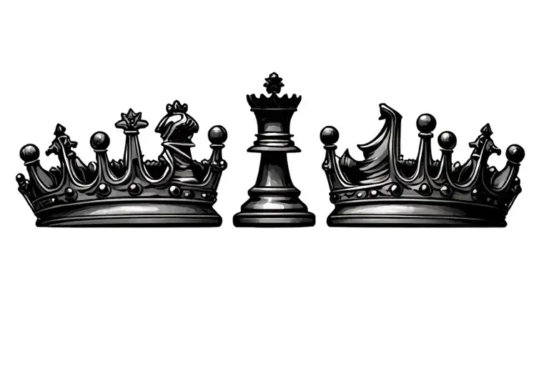 Chess Piece And Crowns Less Shading