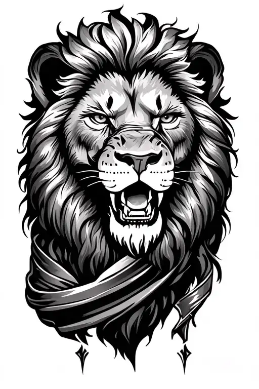 Scared Face Lion Wearing Scaf