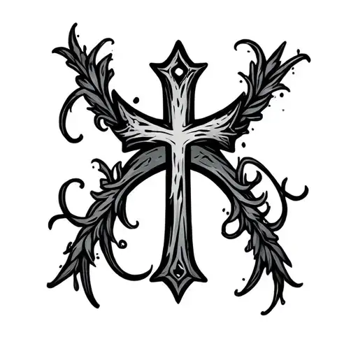 Simple Cross With Word Athair Framing Names