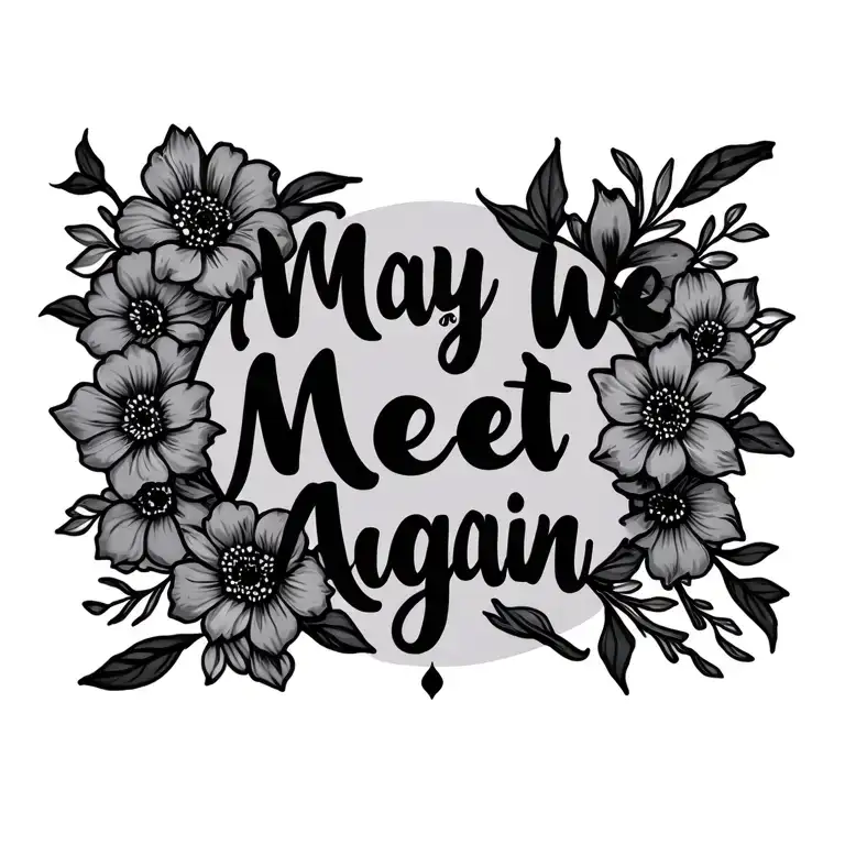 May We Meet Again In Cursive With Flowers Ornaments