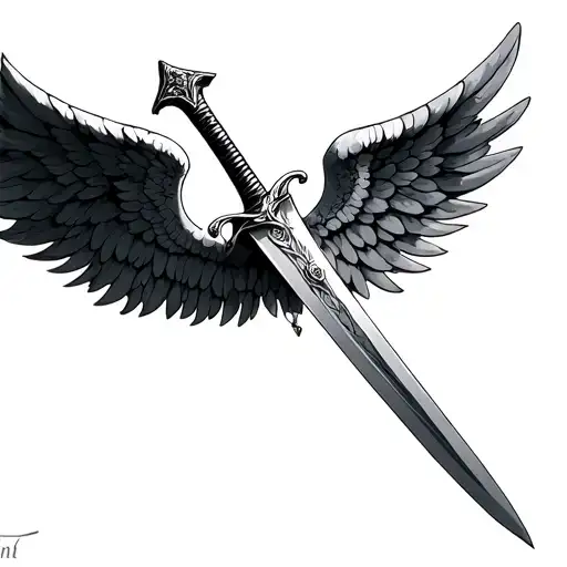 Sword With Angel Wings Spread