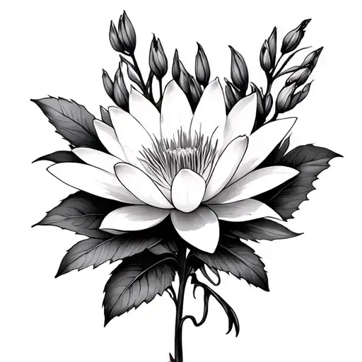 Larkspur And Water Lily