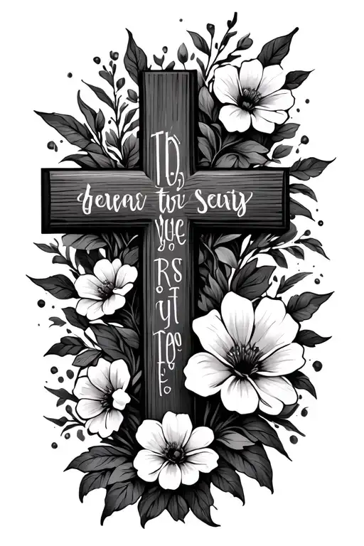 Cross Flowers And Bible Verse