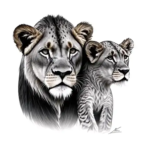 Lioness And Cub