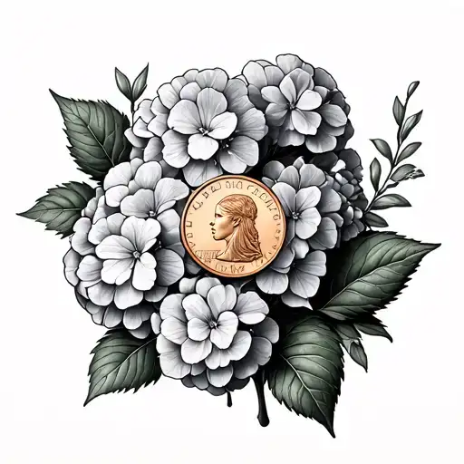 Hydrangeas Juniper Penny Coin Nature Tarot