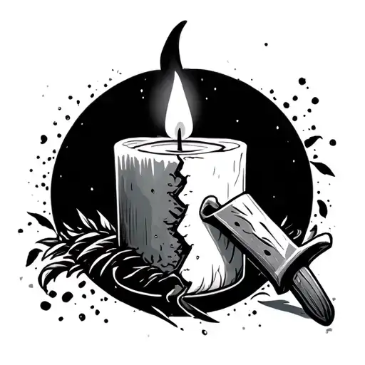 I Want A Tattoo That Is One Candle In Half That Is Cut And That Cresca A Machete