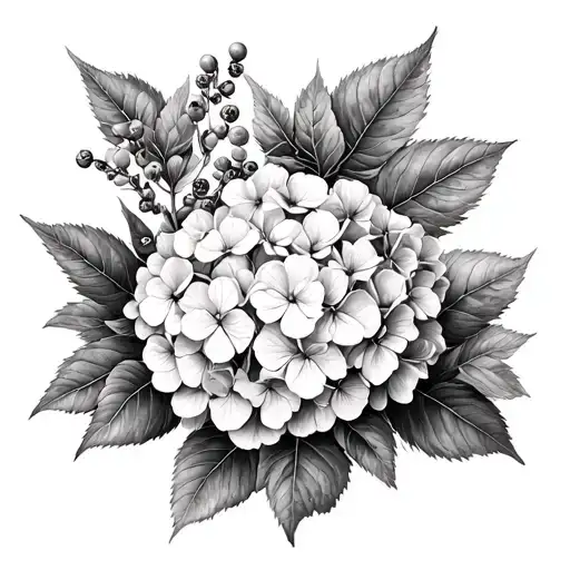 Hydrangeas Juniper Berries Penny Coin Nature Tarot Card Trees