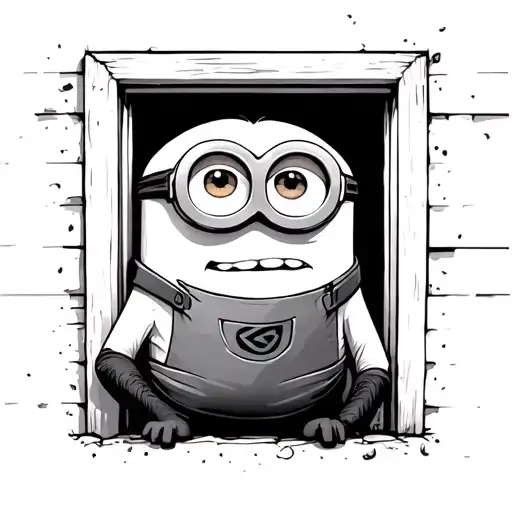 Minion Hiding Behind The Window