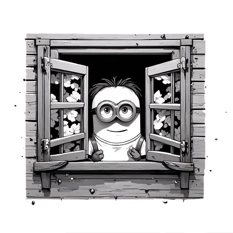 Minion Hiding Behind The Window