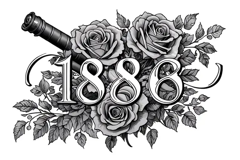 1886 Text Centralised With Cannons And Roses