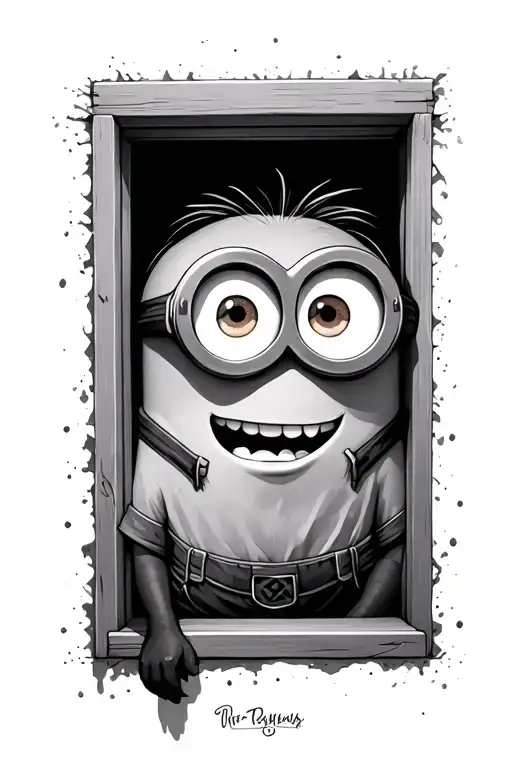 Minion Hiding Behind The Window