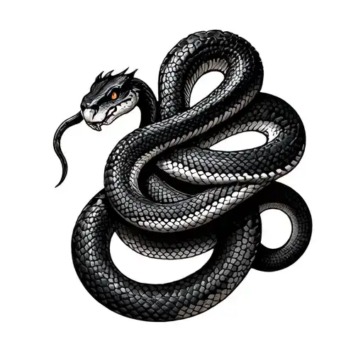 Twin Snakes With Tails Twist Together Tattoo idea