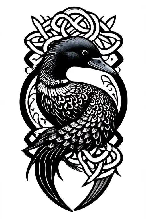 Loon With Celtic Knot Patter Black To White