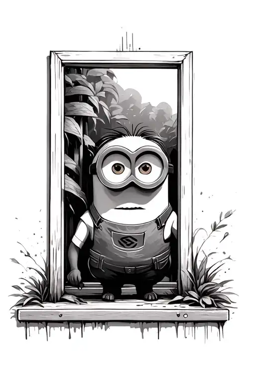 Minion Hiding Behind The Window