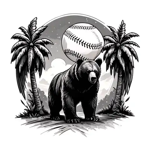 Angels Baseball Palm Trees And Grizzly Bear