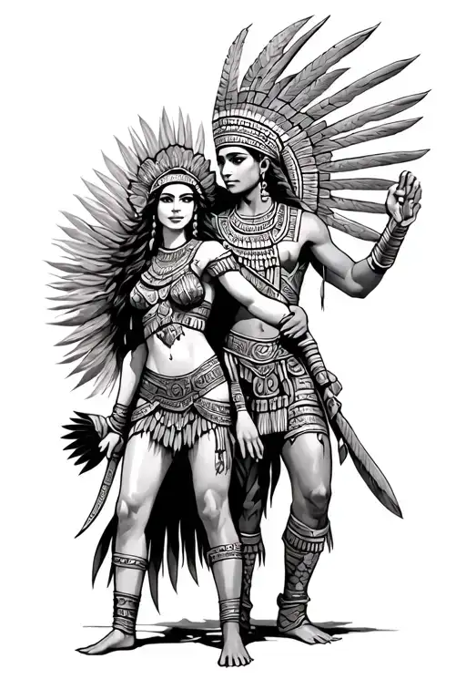 Aztec Warrior Carrying An Aztec Princess