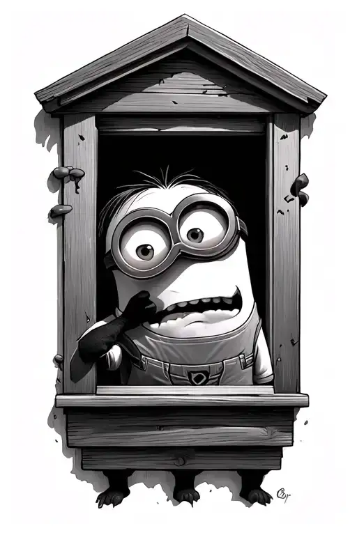 Minion Hiding Behind The Window