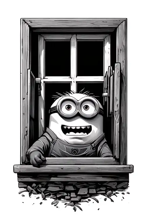 Minion Hiding Behind The Window