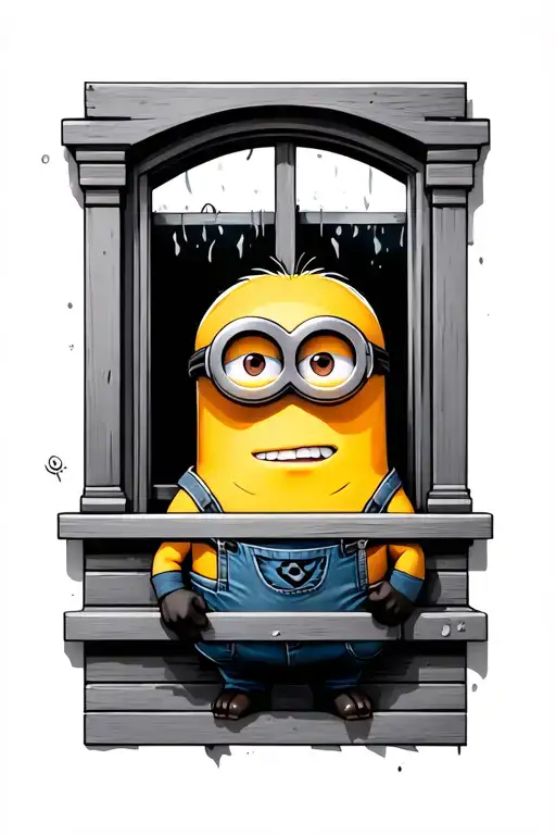 Minion Hiding Behind The Window
