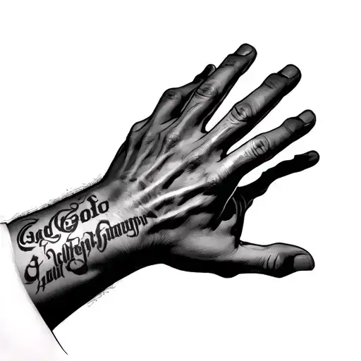 Hand Of God And Adam Back Tattoo With Words Down The Spine
